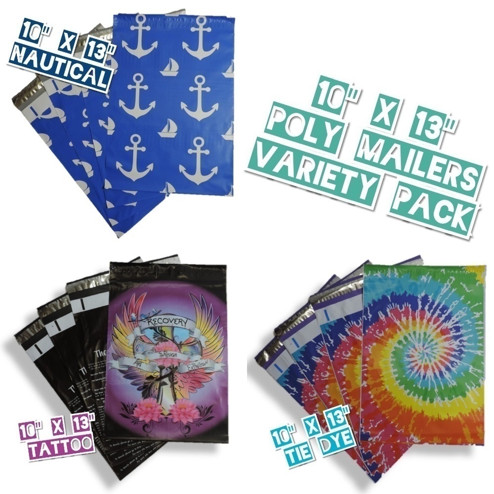 120 Mix Design 10x13 Poly Mailers Variety Pack - Picture 1 of 4